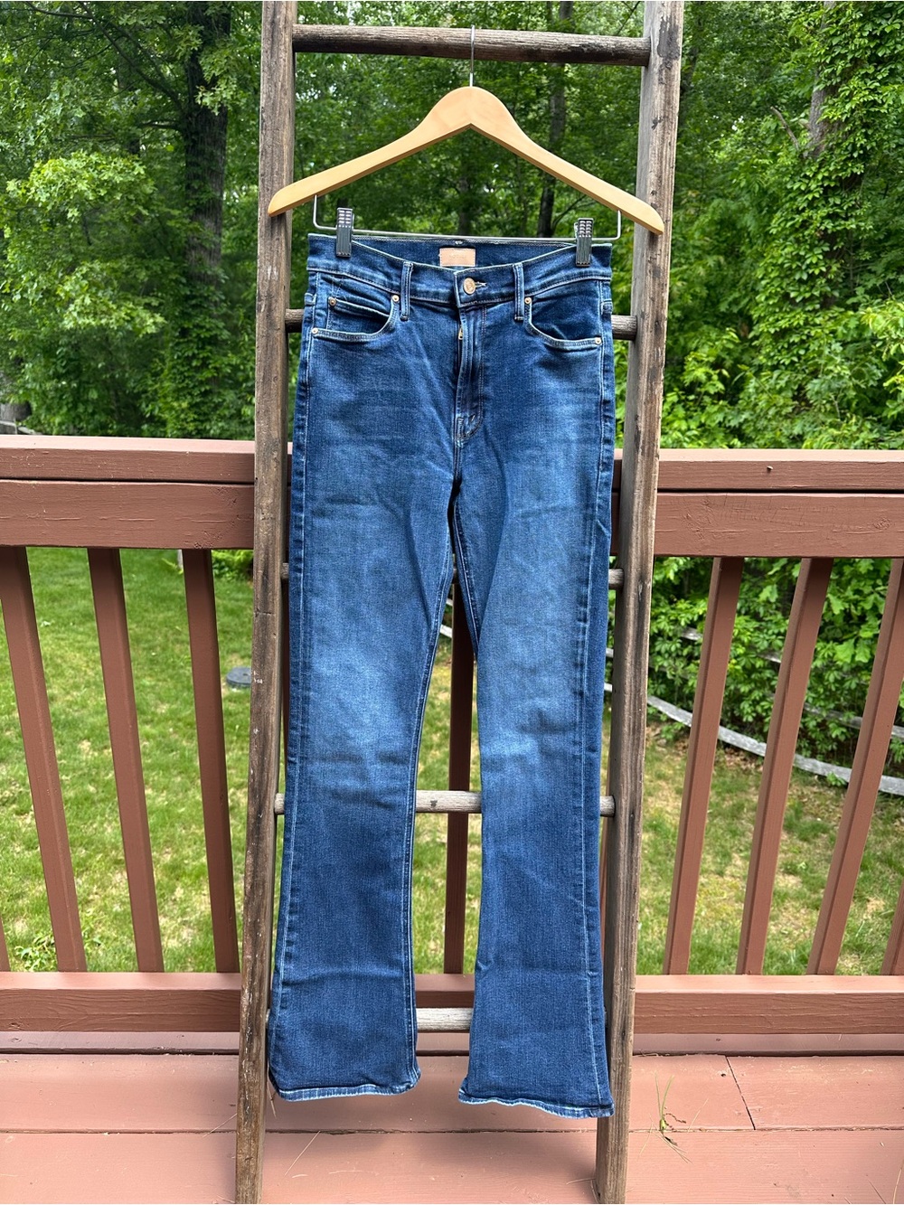 MOTHER Light and Dark Blue Two-Tone Denim Jeans - the Runaway - Picture 1 of 8